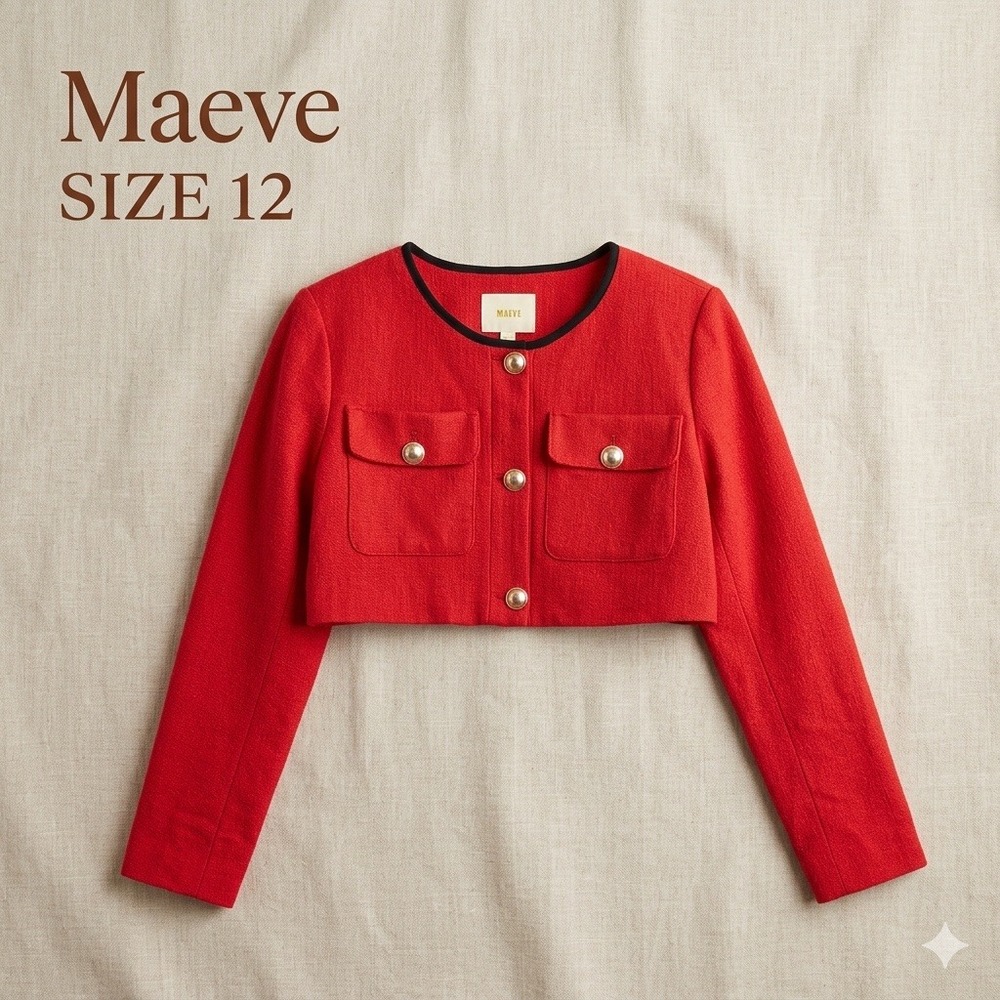 Maeve Anthropologie Preppy Aesthetic Cropped Blazer Jacket Women's 12